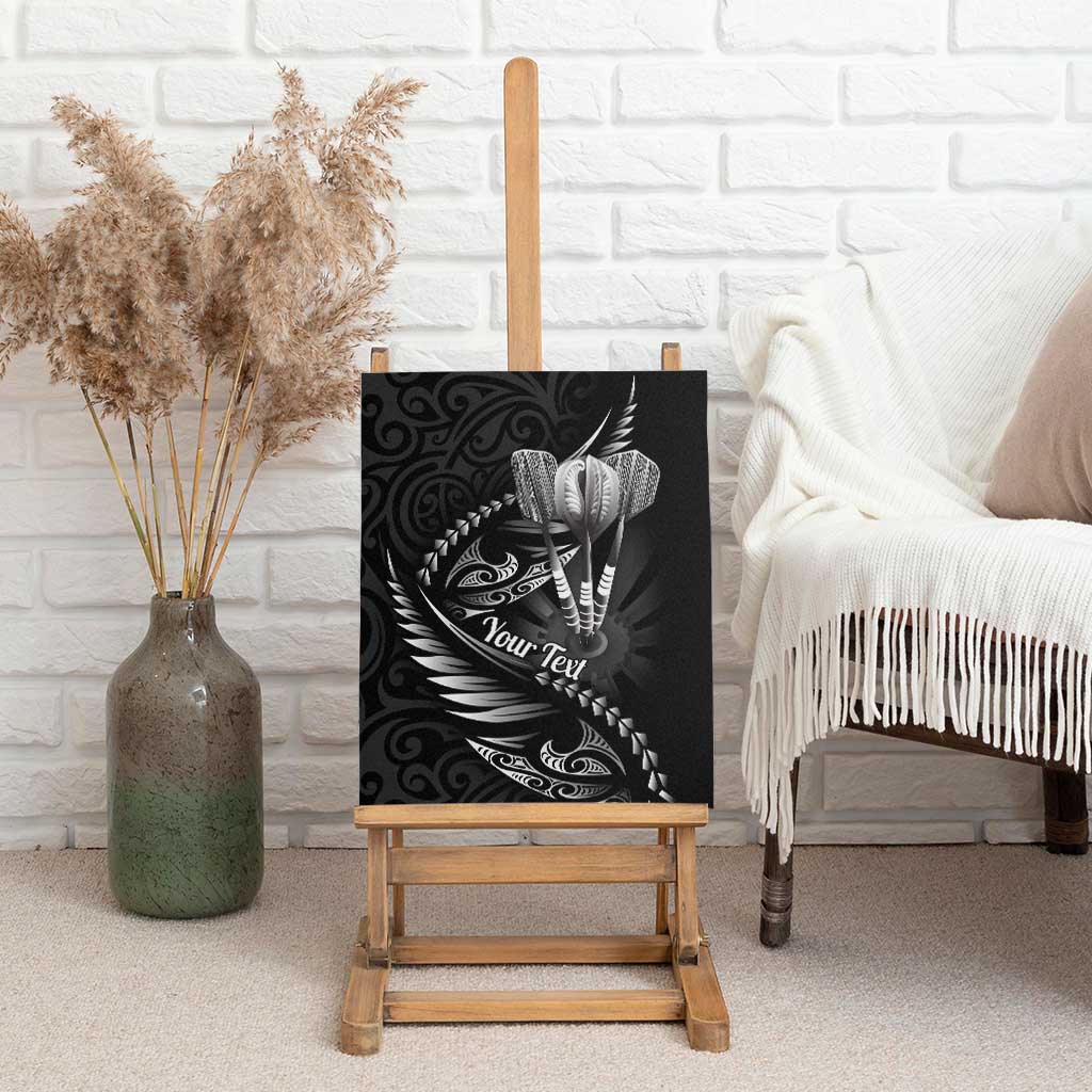 Personalised All Black New Zealand Darts Canvas Wall Art Aoteroa Fern Maori Galaxy Style