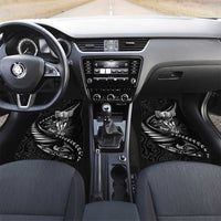 Personalised All Black New Zealand Darts Car Mats Aoteroa Fern Maori Galaxy Style LT14 Set 2pcs - Front Black - Polynesian Pride