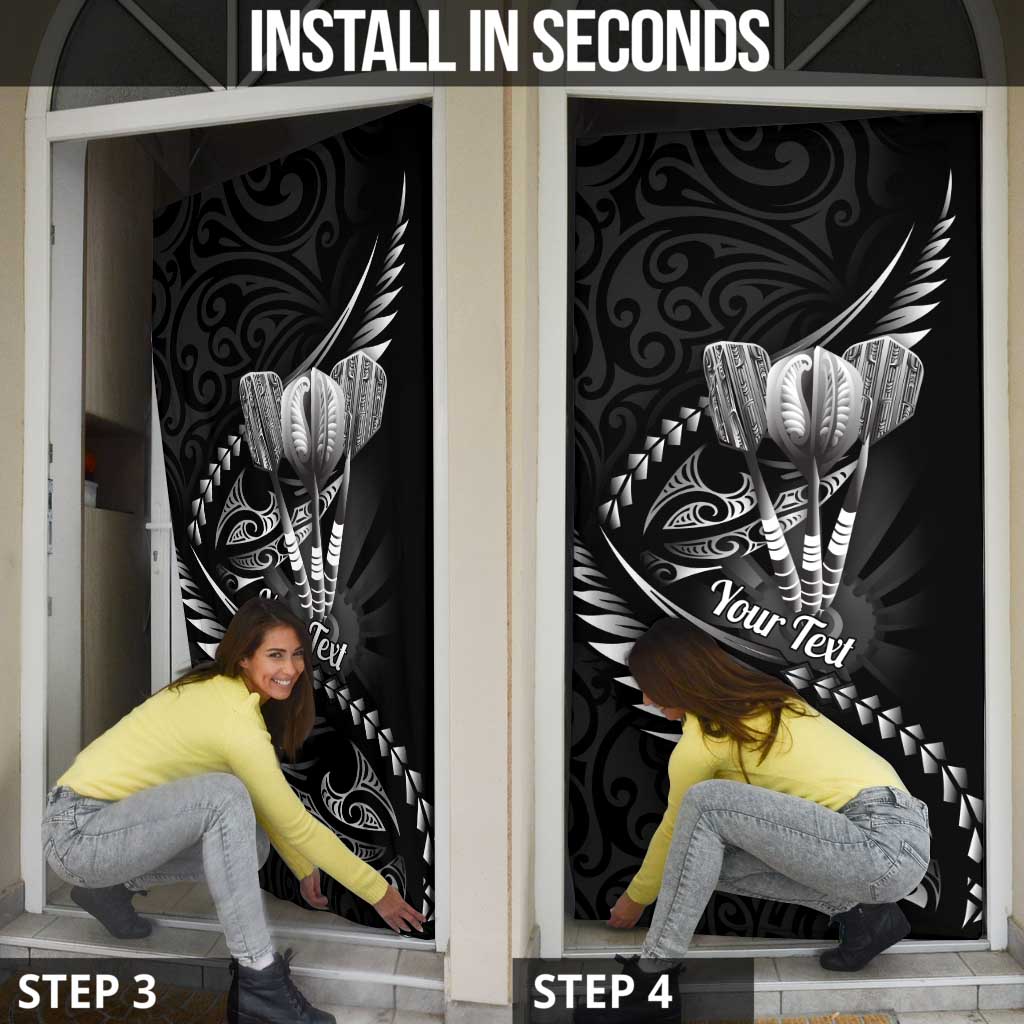 Personalised All Black New Zealand Darts Door Cover Aoteroa Fern Maori Galaxy Style - Polynesian Pride