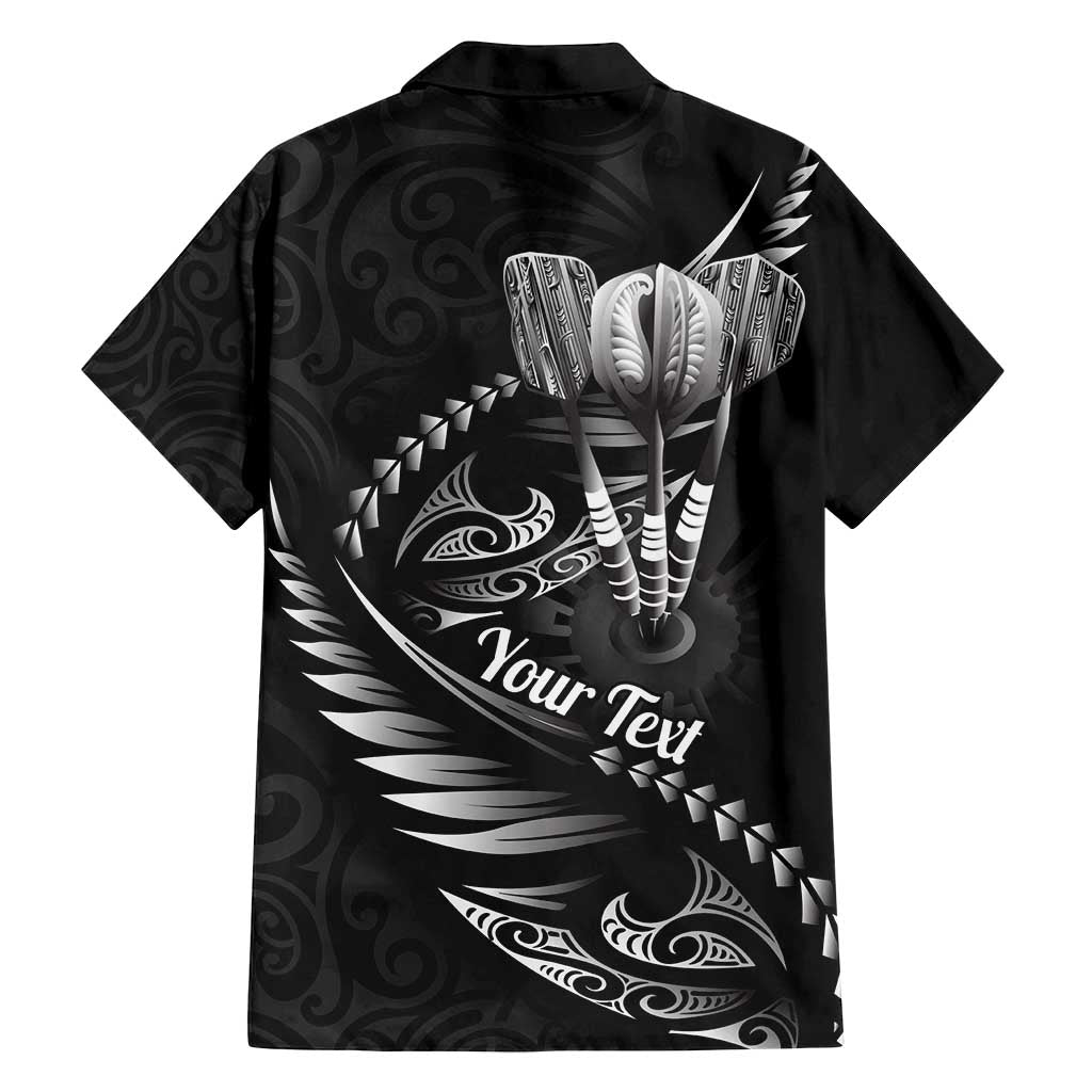 Personalised All Black New Zealand Darts Family Matching Long Sleeve Bodycon Dress and Hawaiian Shirt Aoteroa Fern Maori Galaxy Style