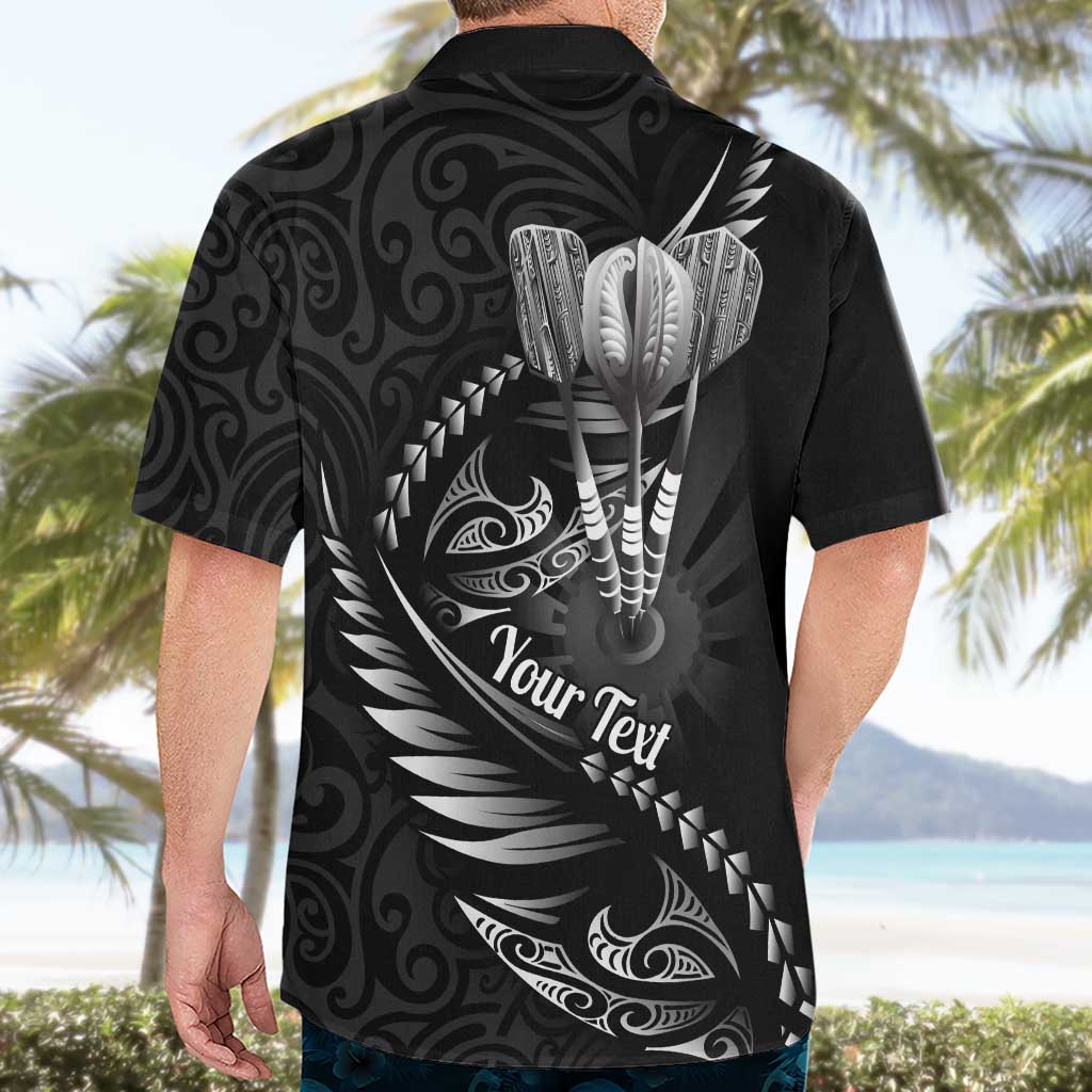 Personalised All Black New Zealand Darts Hawaiian Shirt Aoteroa Fern Maori Galaxy Style