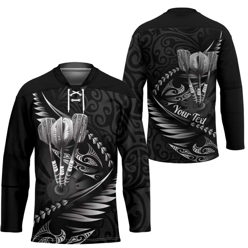 Personalised All Black New Zealand Darts Hockey Jersey Aoteroa Fern Maori Galaxy Style - Polynesian Pride