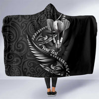 Personalised All Black New Zealand Darts Hooded Blanket Aoteroa Fern Maori Galaxy Style