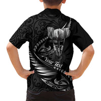 Personalised All Black New Zealand Darts Kid Hawaiian Shirt Aoteroa Fern Maori Galaxy Style