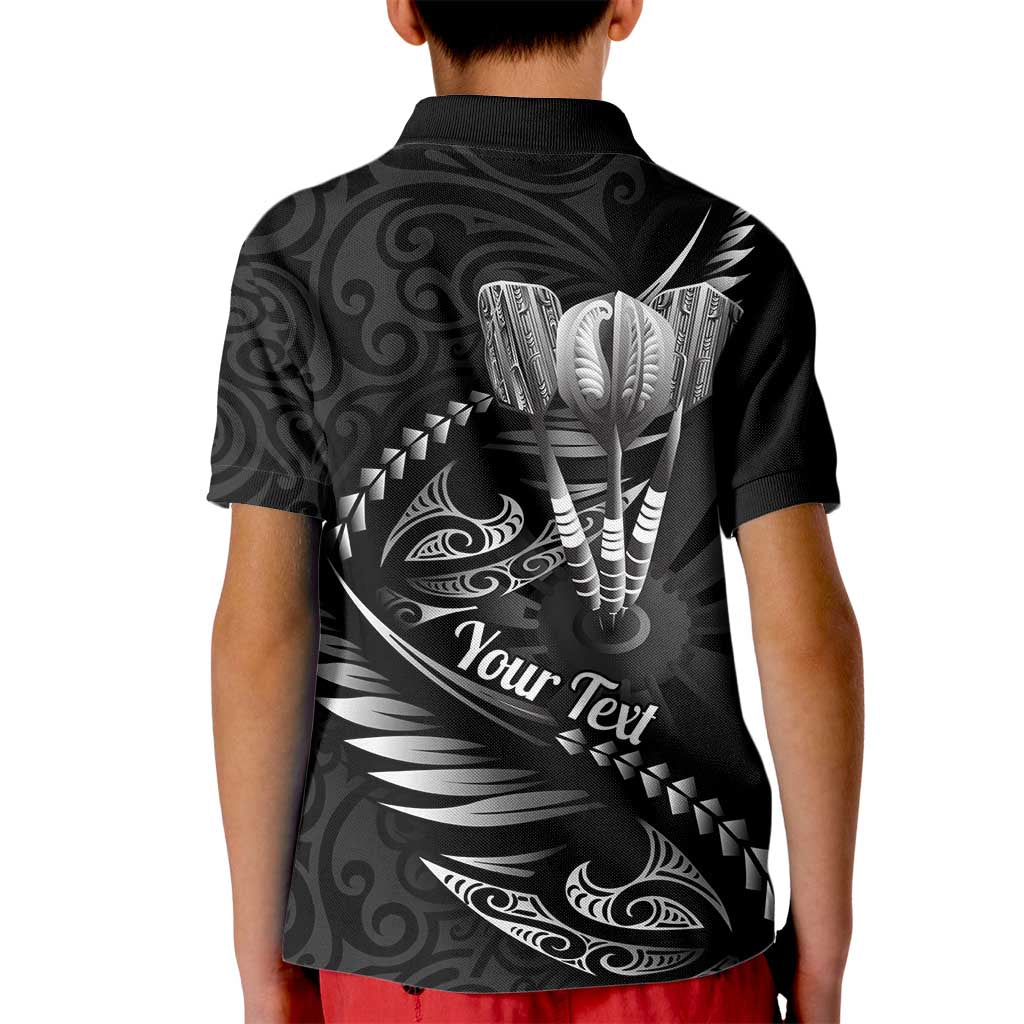 Personalised All Black New Zealand Darts Kid Polo Shirt Aoteroa Fern Maori Galaxy Style
