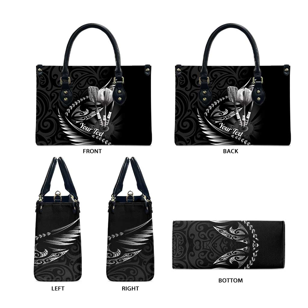 Personalised All Black New Zealand Darts Leather Bag Aoteroa Fern Maori Galaxy Style - Polynesian Pride