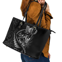 Personalised All Black New Zealand Darts Leather Tote Bag Aoteroa Fern Maori Galaxy Style LT14 - Polynesian Pride