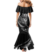 Personalised All Black New Zealand Darts Mermaid Dress Aoteroa Fern Maori Galaxy Style