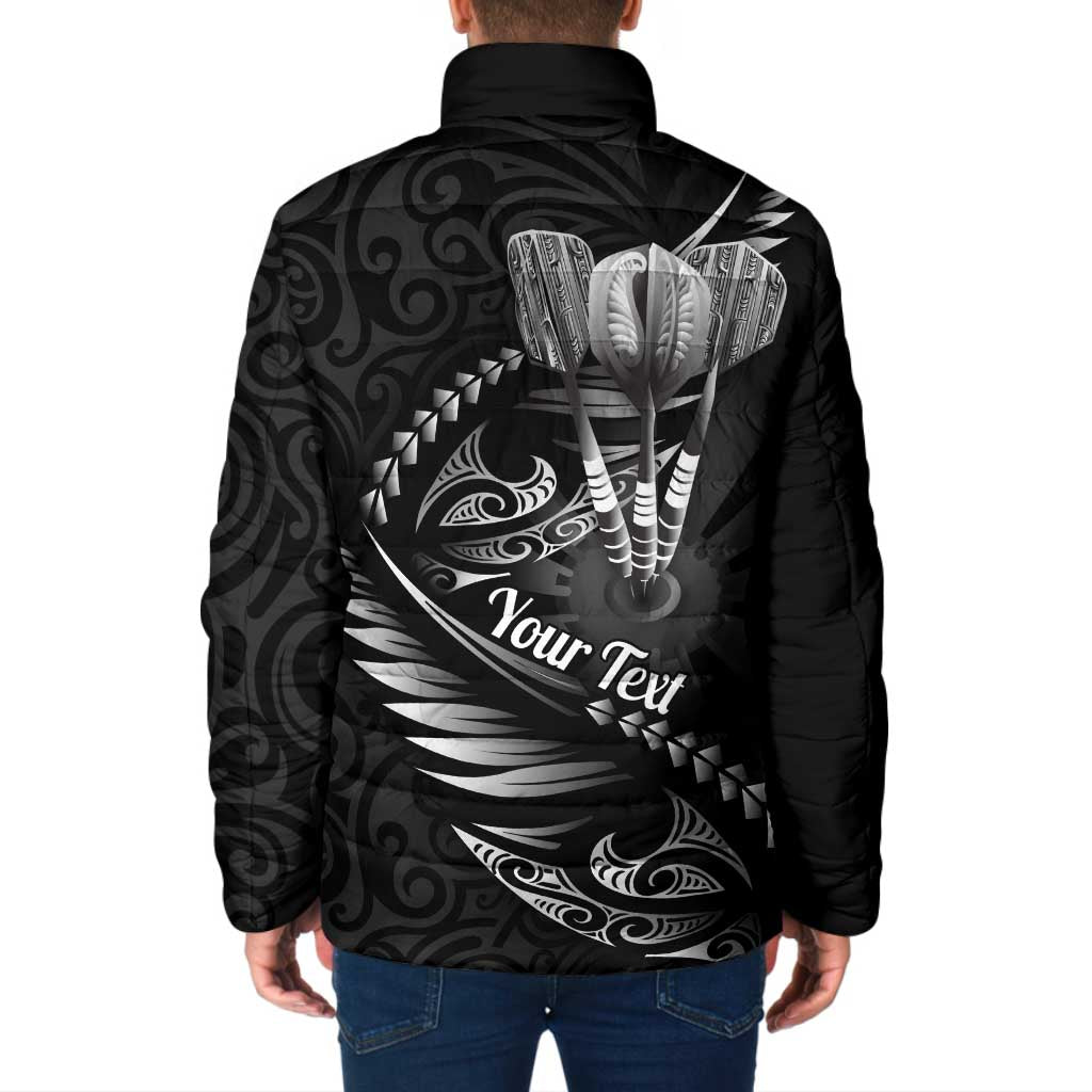 Personalised All Black New Zealand Darts Padded Jacket Aoteroa Fern Maori Galaxy Style - Polynesian Pride