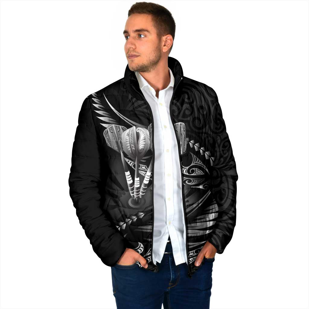 Personalised All Black New Zealand Darts Padded Jacket Aoteroa Fern Maori Galaxy Style - Polynesian Pride