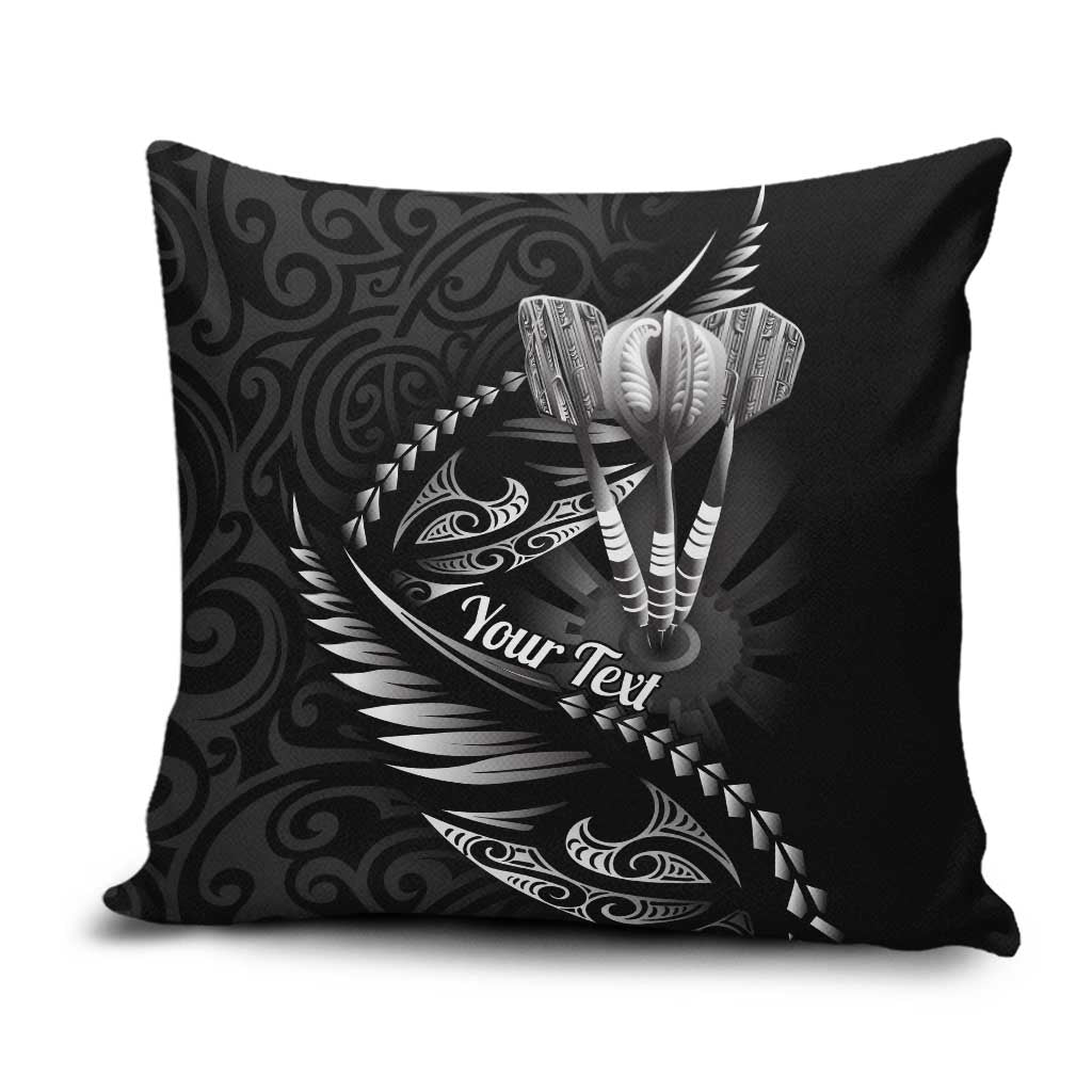 Personalised All Black New Zealand Darts Pillow Cover Aoteroa Fern Maori Galaxy Style LT14 Black - Polynesian Pride