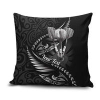Personalised All Black New Zealand Darts Pillow Cover Aoteroa Fern Maori Galaxy Style LT14 Black - Polynesian Pride