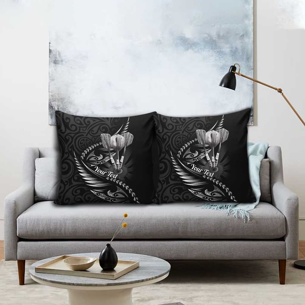 Personalised All Black New Zealand Darts Pillow Cover Aoteroa Fern Maori Galaxy Style LT14 - Polynesian Pride