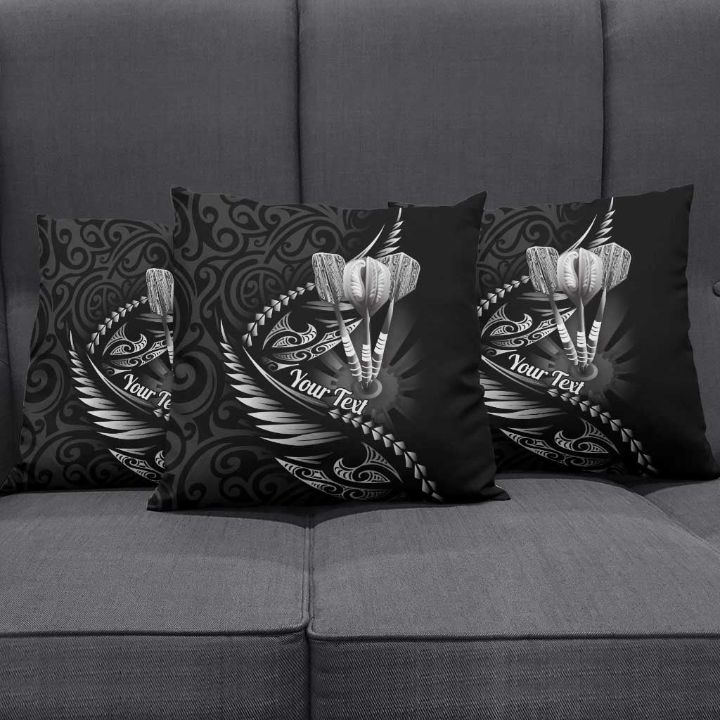 Personalised All Black New Zealand Darts Pillow Cover Aoteroa Fern Maori Galaxy Style LT14 - Polynesian Pride