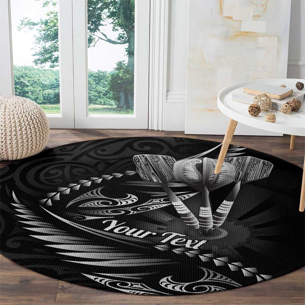 Personalised All Black New Zealand Darts Round Carpet Aoteroa Fern Maori Galaxy Style