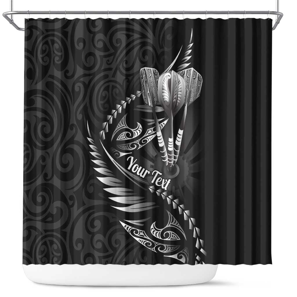 Personalised All Black New Zealand Darts Shower Curtain Aoteroa Fern Maori Galaxy Style