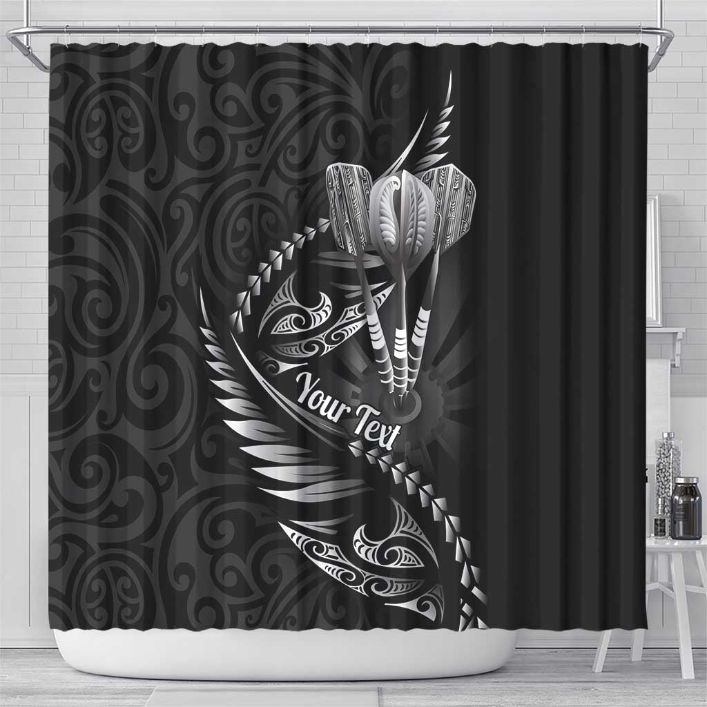 Personalised All Black New Zealand Darts Shower Curtain Aoteroa Fern Maori Galaxy Style