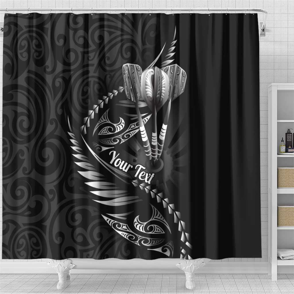 Personalised All Black New Zealand Darts Shower Curtain Aoteroa Fern Maori Galaxy Style