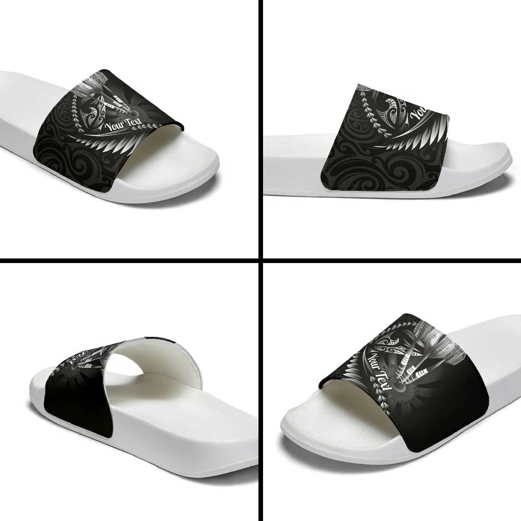 Personalised All Black New Zealand Darts Slide Sandals Aoteroa Fern Maori Galaxy Style LT14 - Polynesian Pride