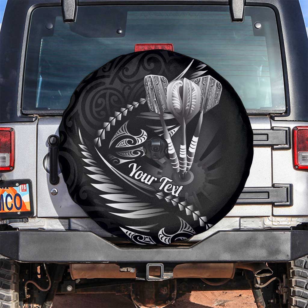 Personalised All Black New Zealand Darts Spare Tire Cover Aoteroa Fern Maori Galaxy Style