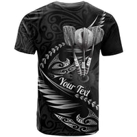 Personalised All Black New Zealand Darts T Shirt Aoteroa Fern Maori Galaxy Style