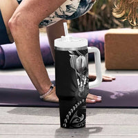 All Black New Zealand Darts Tumbler With Handle Aoteroa Fern Maori Galaxy Style LT14 - Polynesian Pride