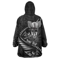 Personalised All Black New Zealand Darts Wearable Blanket Hoodie Aoteroa Fern Maori Galaxy Style