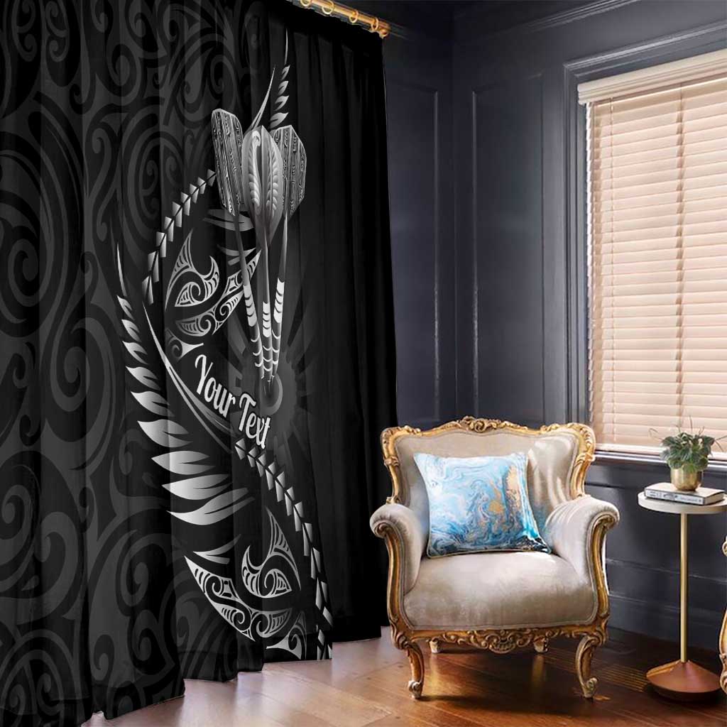 Personalised All Black New Zealand Darts Window Curtain Aoteroa Fern Maori Galaxy Style LT14 - Polynesian Pride