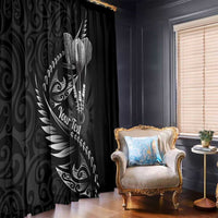Personalised All Black New Zealand Darts Window Curtain Aoteroa Fern Maori Galaxy Style LT14 - Polynesian Pride