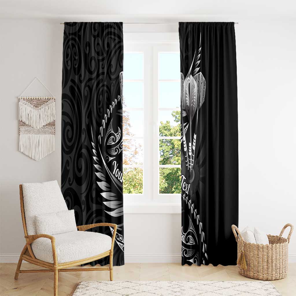 Personalised All Black New Zealand Darts Window Curtain Aoteroa Fern Maori Galaxy Style LT14 - Polynesian Pride