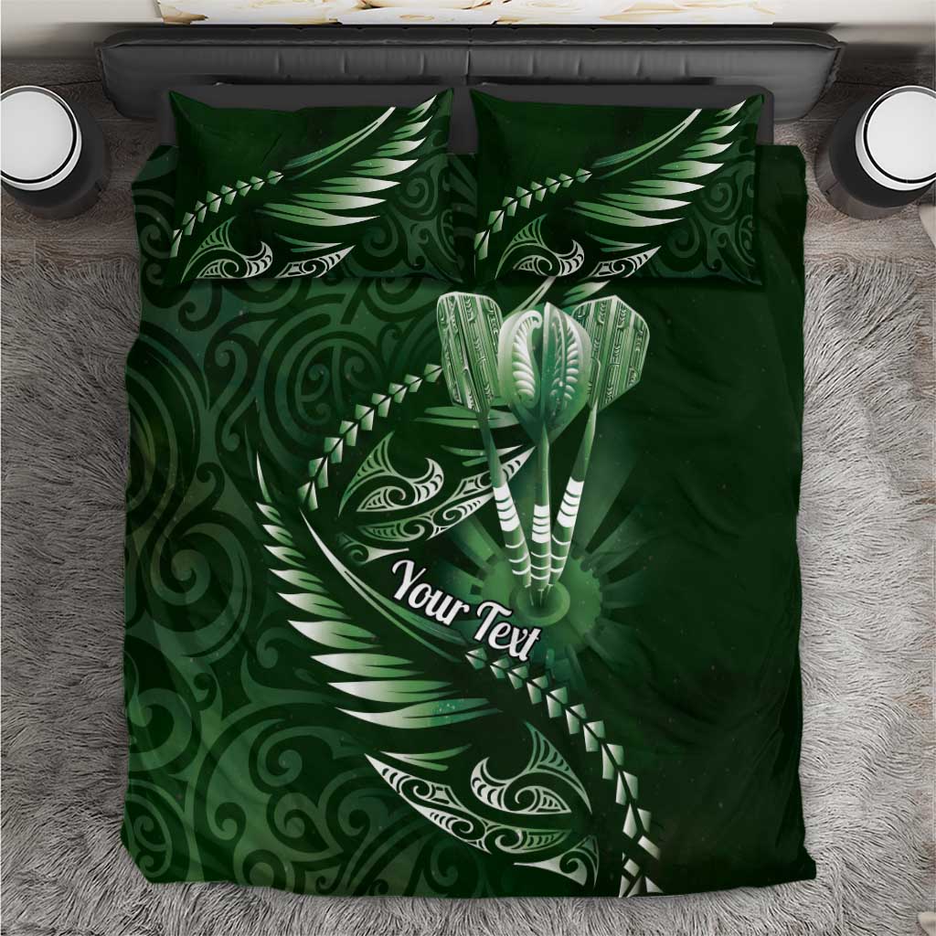 Personalised All Green New Zealand Darts Bedding Set Aoteroa Fern Maori Galaxy Style