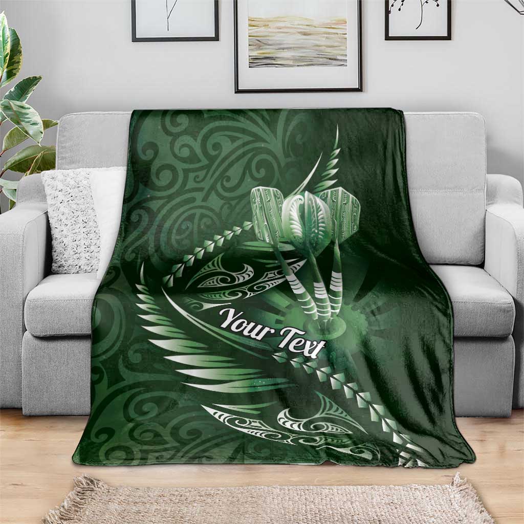 Personalised All Green New Zealand Darts Blanket Aoteroa Fern Maori Galaxy Style