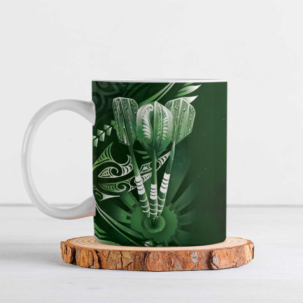 All Green New Zealand Darts Ceramic Mug Aoteroa Fern Maori Galaxy Style - Polynesian Pride