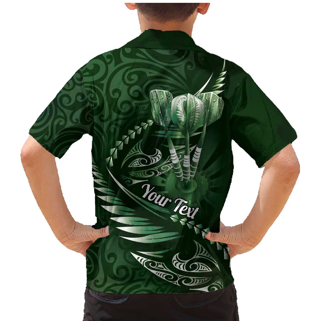 Personalised All Green New Zealand Darts Family Matching Mermaid Dress and Hawaiian Shirt Aoteroa Fern Maori Galaxy Style