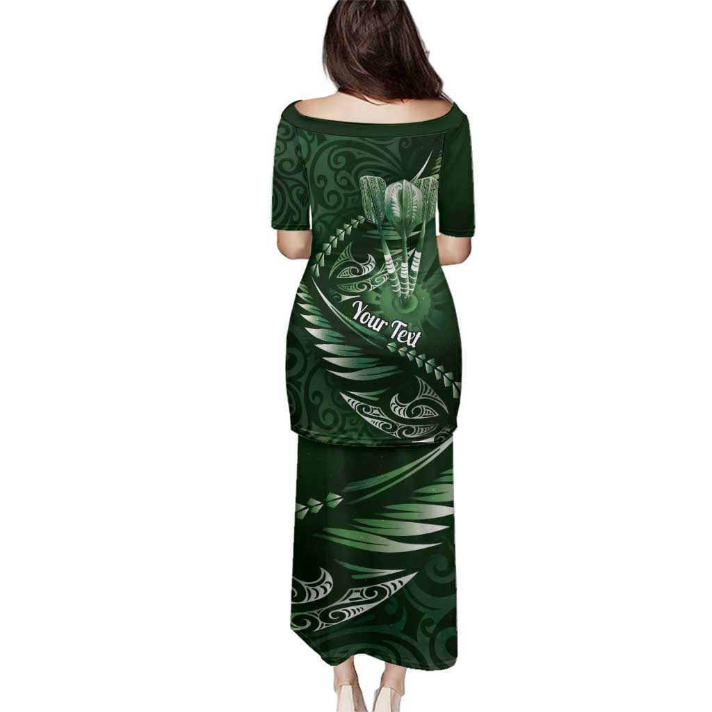 Personalised All Green New Zealand Darts Family Matching Puletasi and Hawaiian Shirt Aoteroa Fern Maori Galaxy Style