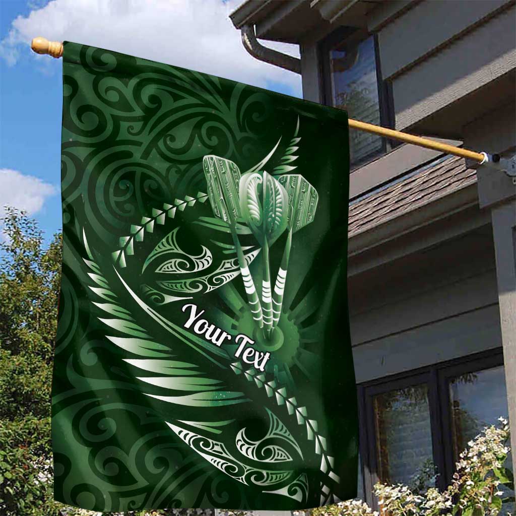 Personalised All Green New Zealand Darts Garden Flag Aoteroa Fern Maori Galaxy Style