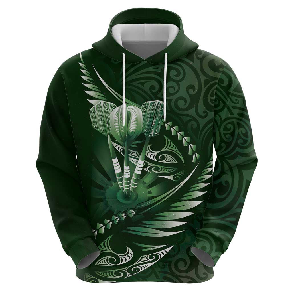 Personalised All Green New Zealand Darts Hoodie Aoteroa Fern Maori Galaxy Style