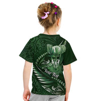 Personalised All Green New Zealand Darts Kid T Shirt Aoteroa Fern Maori Galaxy Style