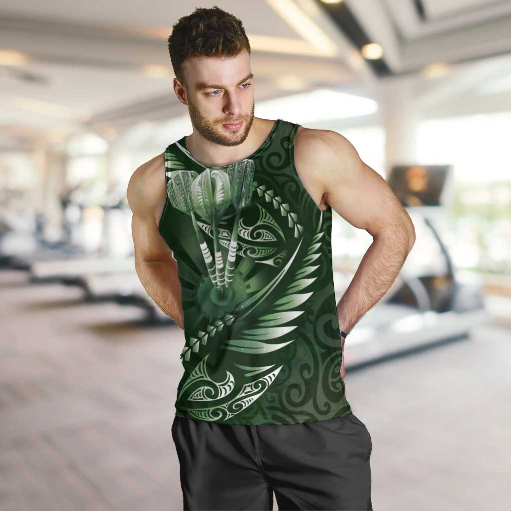 Personalised All Green New Zealand Darts Men Tank Top Aoteroa Fern Maori Galaxy Style