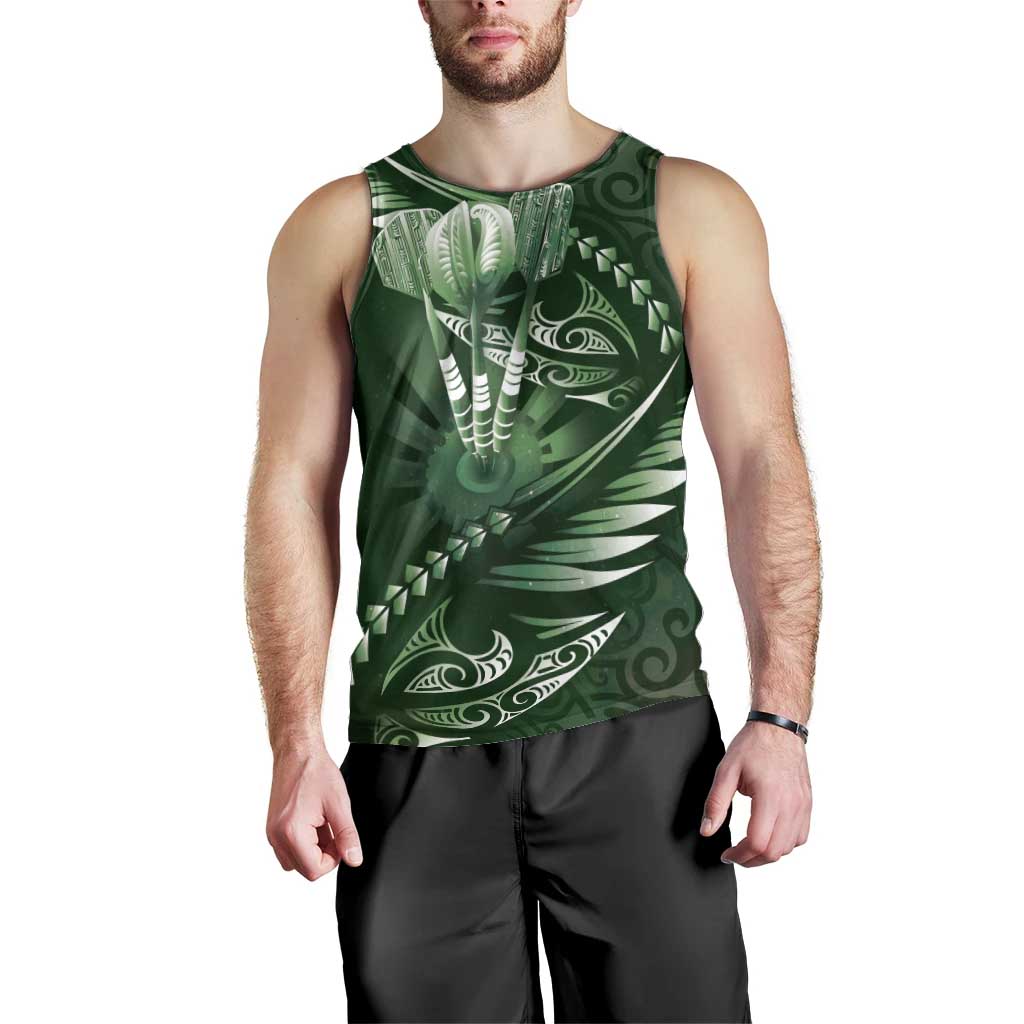 Personalised All Green New Zealand Darts Men Tank Top Aoteroa Fern Maori Galaxy Style