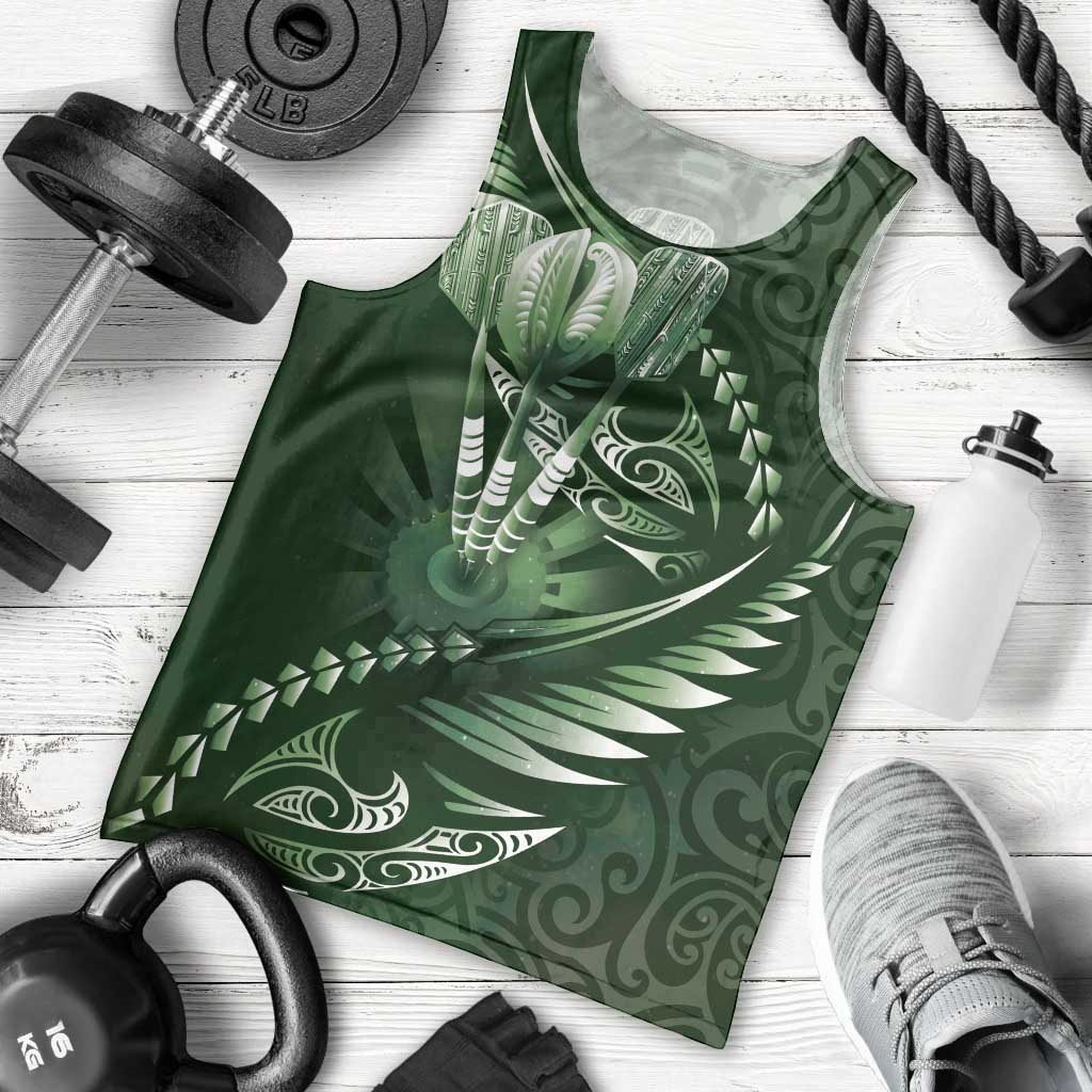 Personalised All Green New Zealand Darts Men Tank Top Aoteroa Fern Maori Galaxy Style