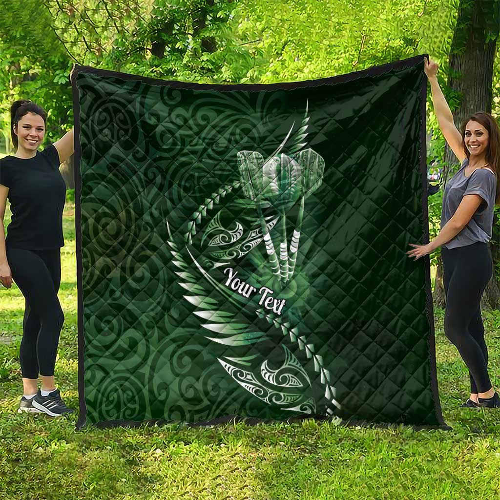 Personalised All Green New Zealand Darts Quilt Aoteroa Fern Maori Galaxy Style