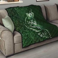 Personalised All Green New Zealand Darts Quilt Aoteroa Fern Maori Galaxy Style