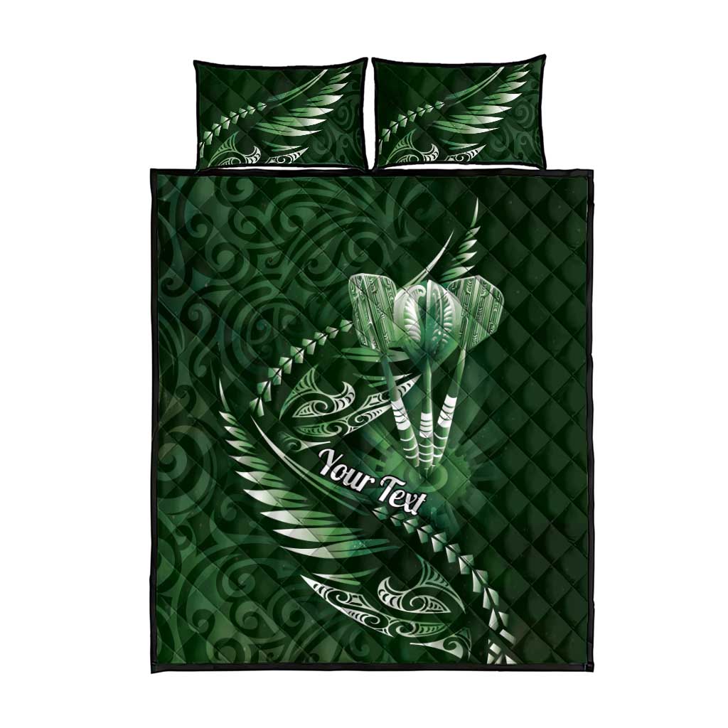 Personalised All Green New Zealand Darts Quilt Bed Set Aoteroa Fern Maori Galaxy Style