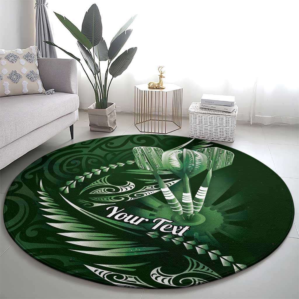 Personalised All Green New Zealand Darts Round Carpet Aoteroa Fern Maori Galaxy Style