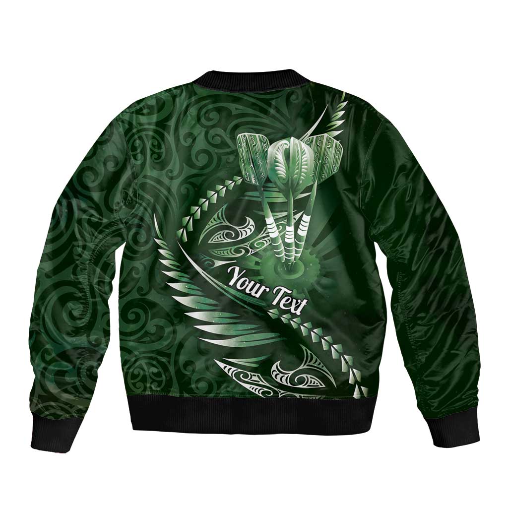 Personalised All Green New Zealand Darts Sleeve Zip Bomber Jacket Aoteroa Fern Maori Galaxy Style