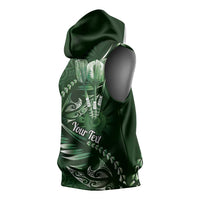 Personalised All Green New Zealand Darts Sleeveless Hoodie Aoteroa Fern Maori Galaxy Style - Polynesian Pride