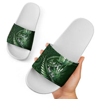 Personalised All Green New Zealand Darts Slide Sandals Aoteroa Fern Maori Galaxy Style LT14 - Polynesian Pride