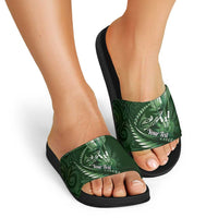 Personalised All Green New Zealand Darts Slide Sandals Aoteroa Fern Maori Galaxy Style LT14 - Polynesian Pride