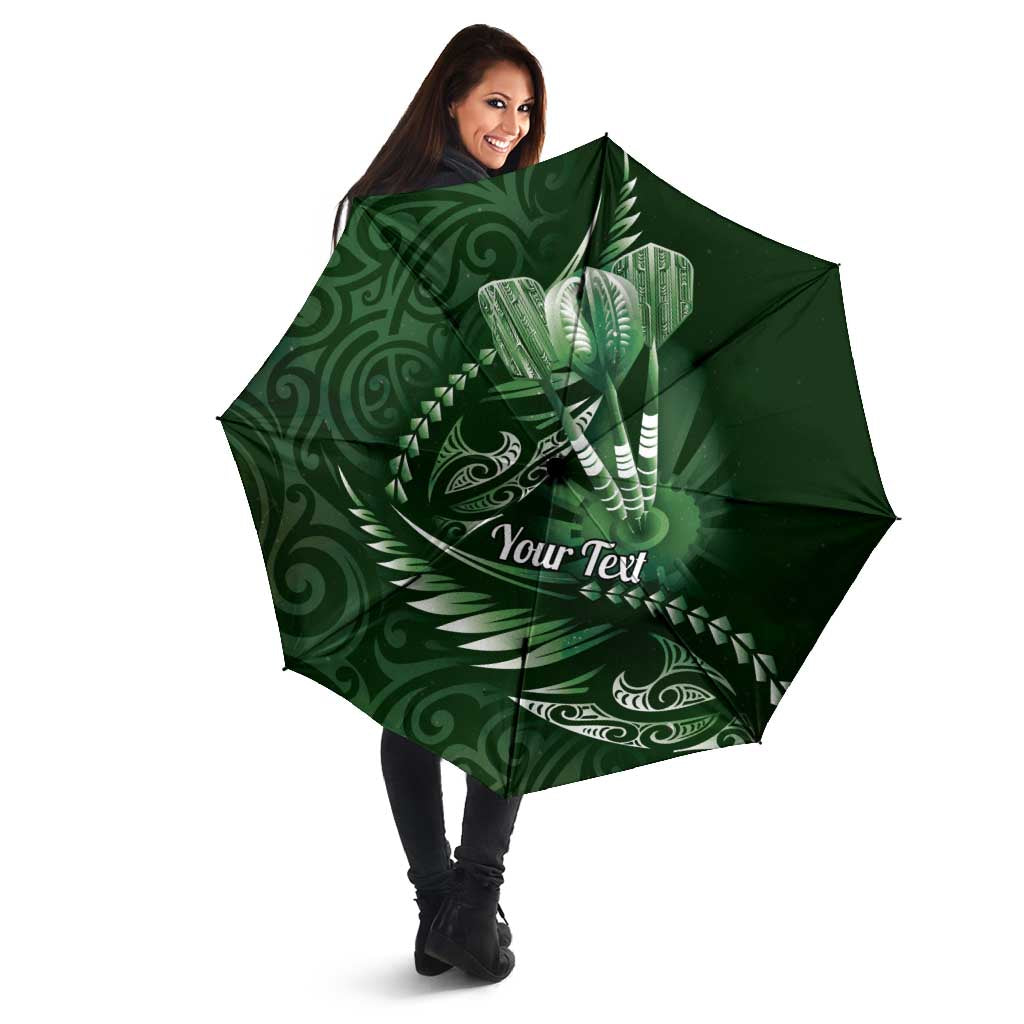 Personalised All Green New Zealand Darts Umbrella Aoteroa Fern Maori Galaxy Style - Polynesian Pride